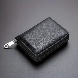 Compact Classic Multi - Card Wallet with RFID Protection and Zippered Coin Pouch (Black)