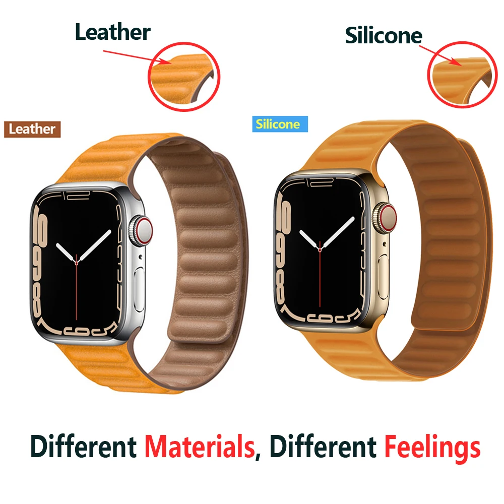 Premium Leather Magnetic Loop Watch Band Strap - Elegant Bracelet Design