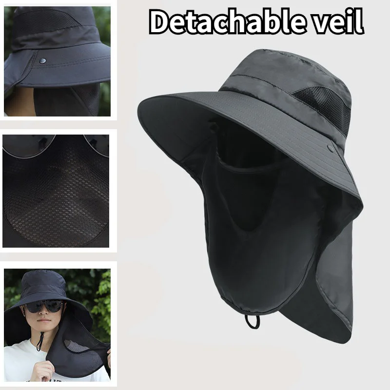 Chapéus de sol de verão, proteção UV, caça ao ar livre, boné de pesca para homens, mulheres, caminhadas, camping, viseira, chapéu de balde removível_voghion.com