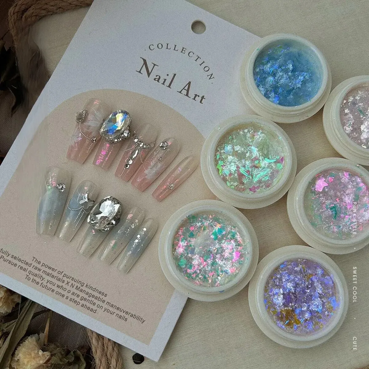 3PCS Nail Art Sequins Ultra-Thin Large Sequins Nail Polish Jewelry Aurora Gradient Embellishment Candy Bright Color Decoration