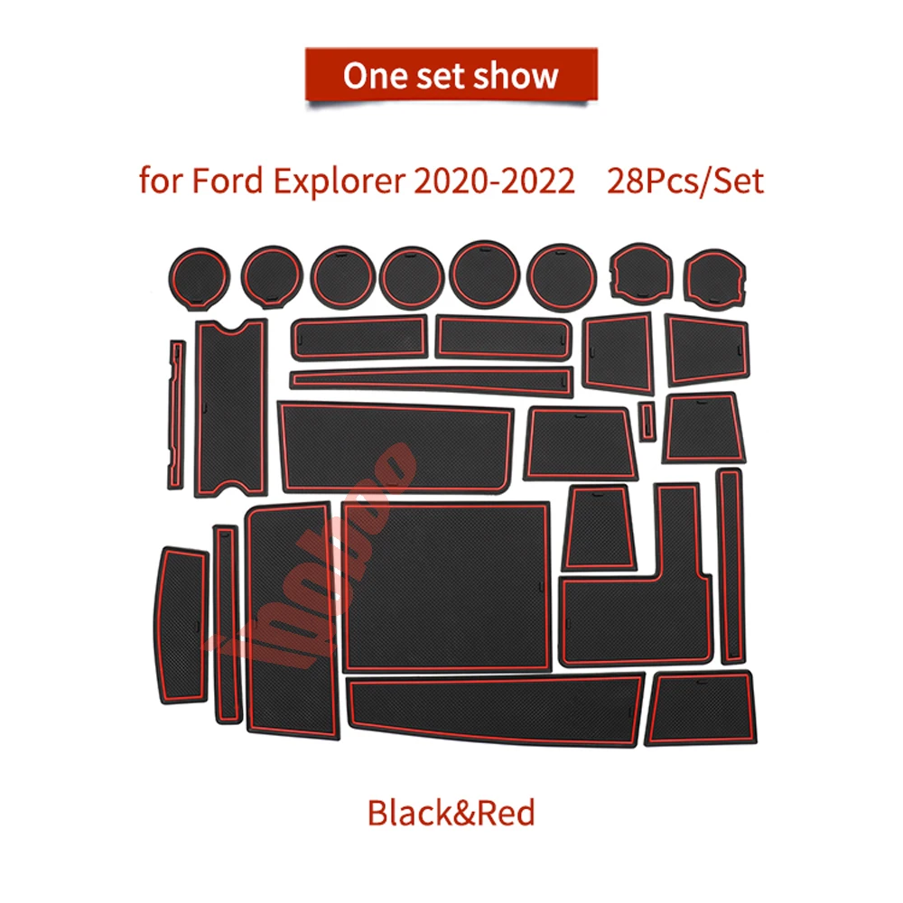 

1 Set Non-Slip Interior Soft Rubber Door Panel Mats Cup Holder Pad For Ford EXPLORER 2020-2022
