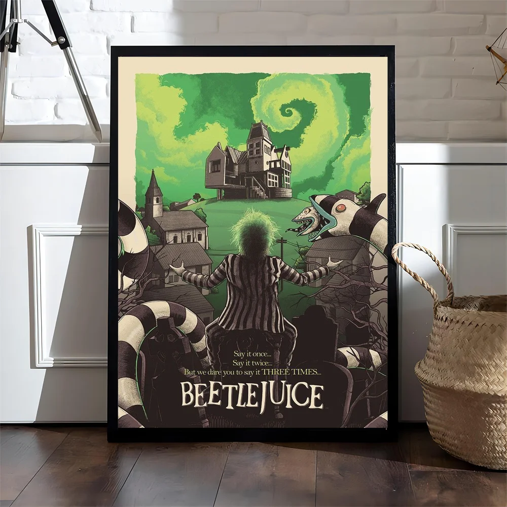 thumbnail image 1 of Pósteres de películas clásicas Beetlejuice, comedia de terror, anime, impresiones en papel blanco adhesivo, pósteres, ilustraciones, decoración de habitaciones kawaii, 1 of 5