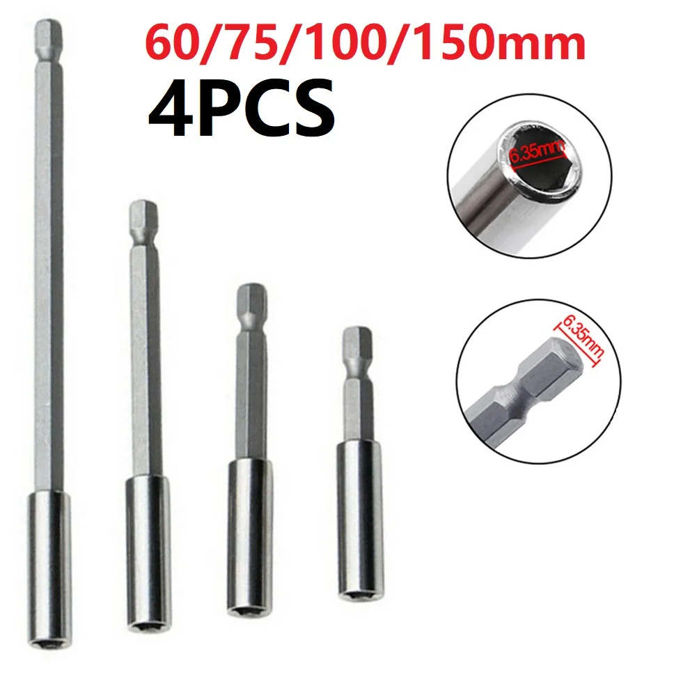 

4pcs 60/75/100/150mm Screw Bits Extension Rods Quick Change Bits 1/4 Inch Shank Screwdriver Tip Holder For Electric Drill