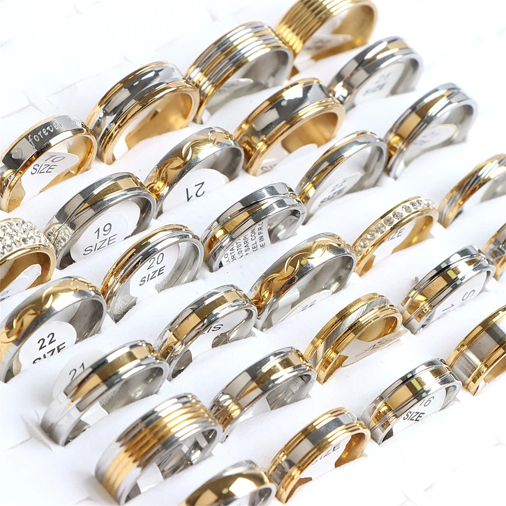 20/30/50 teile/los Mode Mehrfarbige Verschiedene Stil Edelstahl Ringe Für Frauen Männer Hochzeit Liebhaber Party Geschenk schmuck Großhandel – Detail 8