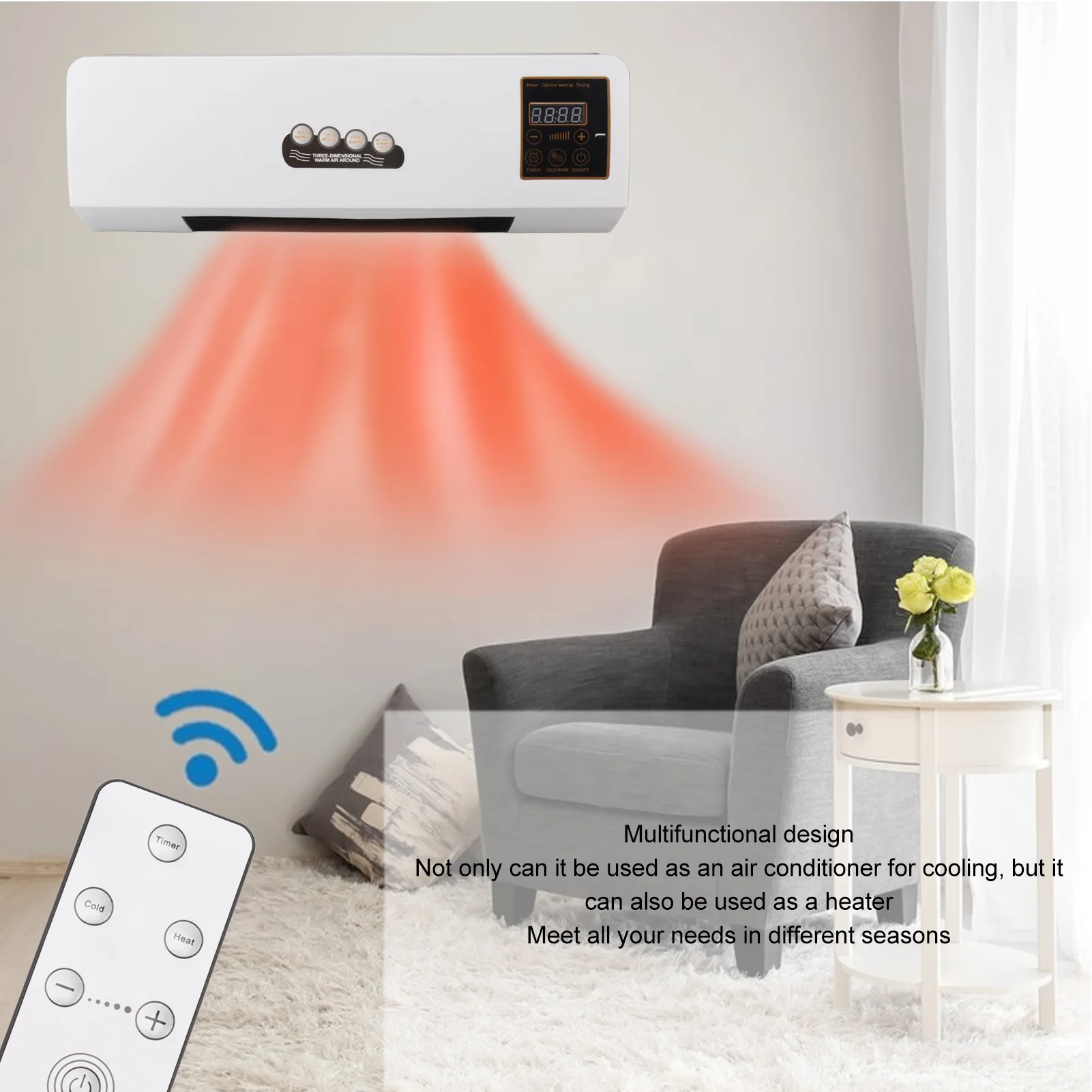 AC 220V 1800W Wall Mounted Conditioner Heater Electric Cooling