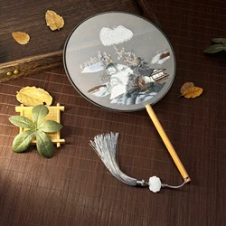 Handcrafted Vintage Silk Embroidered Phoenix Fan - Elegant Home Décor & Performance Accessory (Style V)