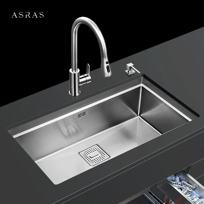 ASRAS Handmade Brushed SUS 304 Stainless Steel Kitchen Sink 4mm