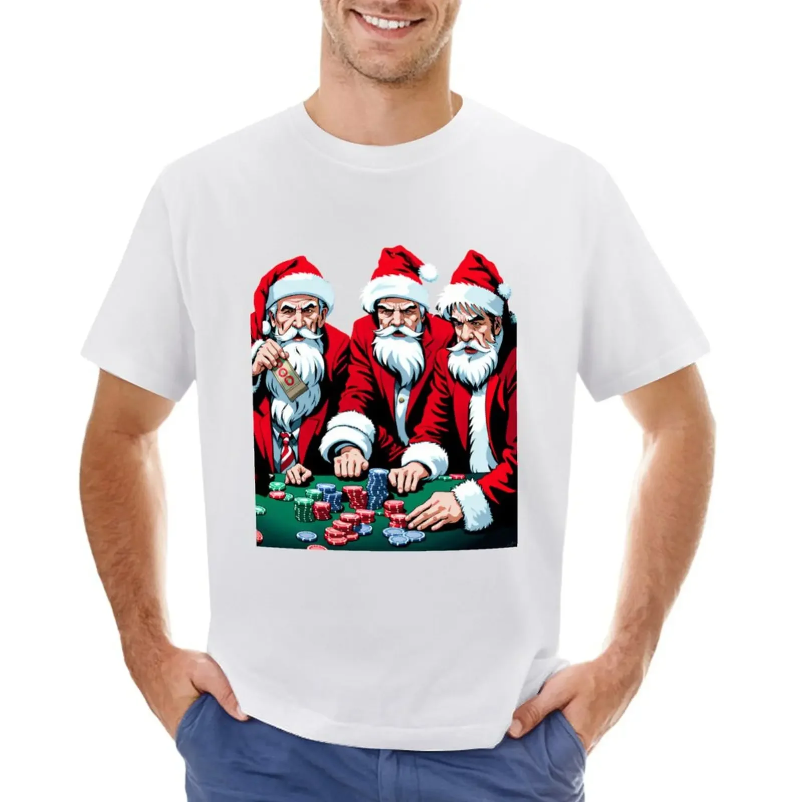 Mall Santa Day Off T-Shirt Manica Corta Tee Heavyweights Plus Size Top Ragazzi Whites Mens T Shirt Graphic