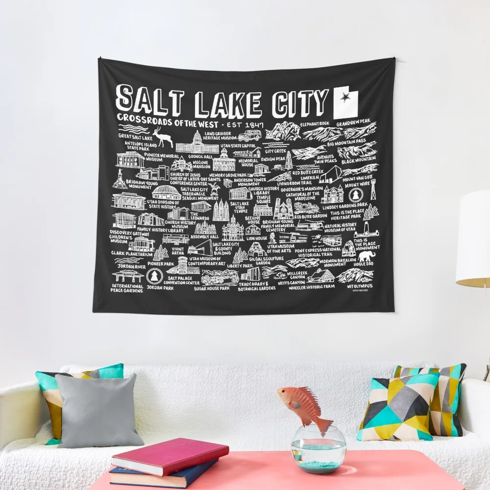 

Salt Lake City Map Tapestry Aesthetic Room Decors Tapestry On The Wall