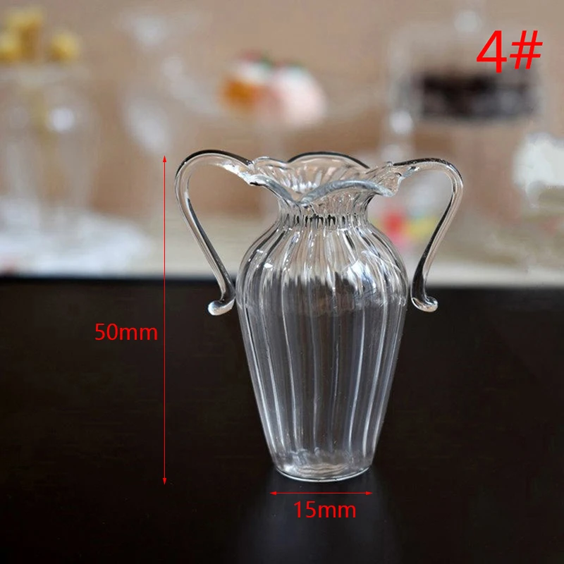 Dollhouse Teapot Teacup Dollhouse Miniature Glass Transparent Teacup Kettle Teapot Flower Vase Model Toys For Dollhouse DIY 6
