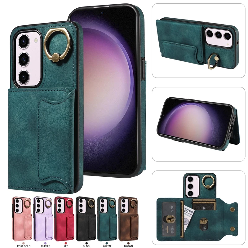 

Wallet Magnetic For Samsung Galaxy S24 Ultra S23 Ultra S22 Plus S21 FE A05S A12 A14 A25 A34 A53 A54 Anti Drop Ring Leather Cover