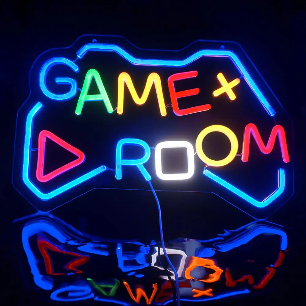 

Game Room Neon Sign for Wall Decor Personalized Gaming Room Decor for Boys Men Cave USB Powered Colorful LED Light Up Sign