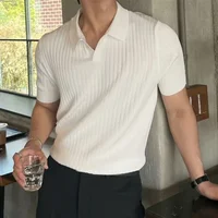 ChimPolo-Chemise à Manches Courtes pour Homme, Haut en Tricot Polyvalent, Style Coréen, Décontracté, à la Mode, Été 2