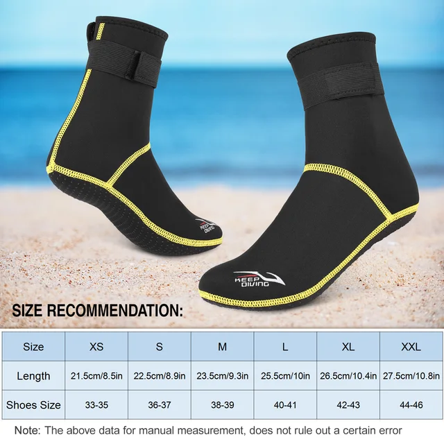 Diving Socks 3mm Neoprene Beach Water Socks Thermal Wetsuit Boots Anti Slip Diving Socks for Rafting Snorkeling Sailing Swimming 3