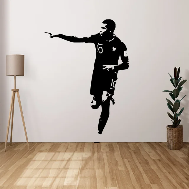 Vinyle Art décalque Wall Sticker France PSG Kylian Mbappé Football sport  garçon chambre Décoration Célèbre Joueur de football Star Affiche enfants