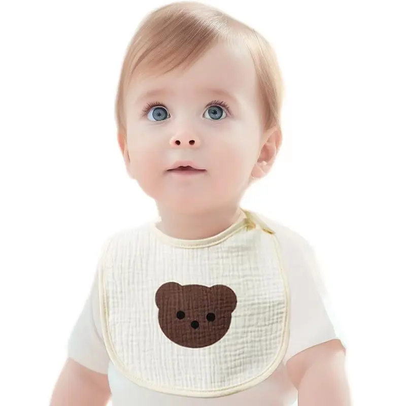 Baby Bib 2pcs Cotton Gauze U Shaped Newborn Infants Waterproof Printing Burp Cloths Saliva Towel for Baby Boys Girls