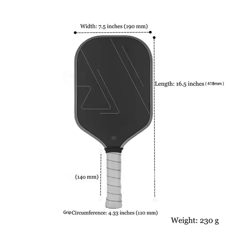 Pickleball Paddle USAPA Approved Thermoformed Unibody T700 Raw Carbon Fiber ﻿Foam Edge With Textured Surface