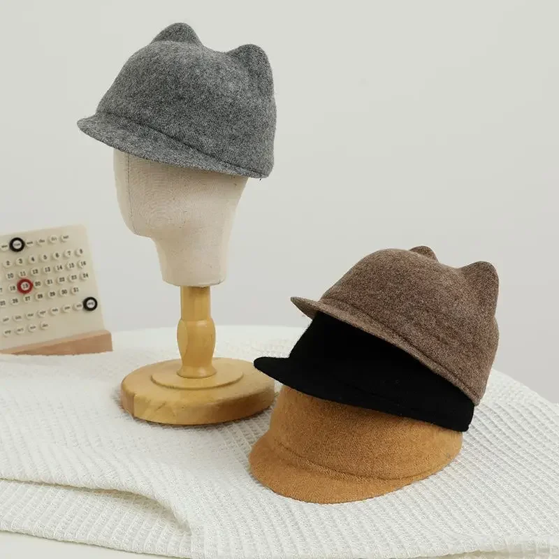Kids Boys Girls Ears Caps 2024 New Fashion Children Cat's Ears Hat Autumn Winter Baseball Caps Horsemanship Hat For 2-6Y 3