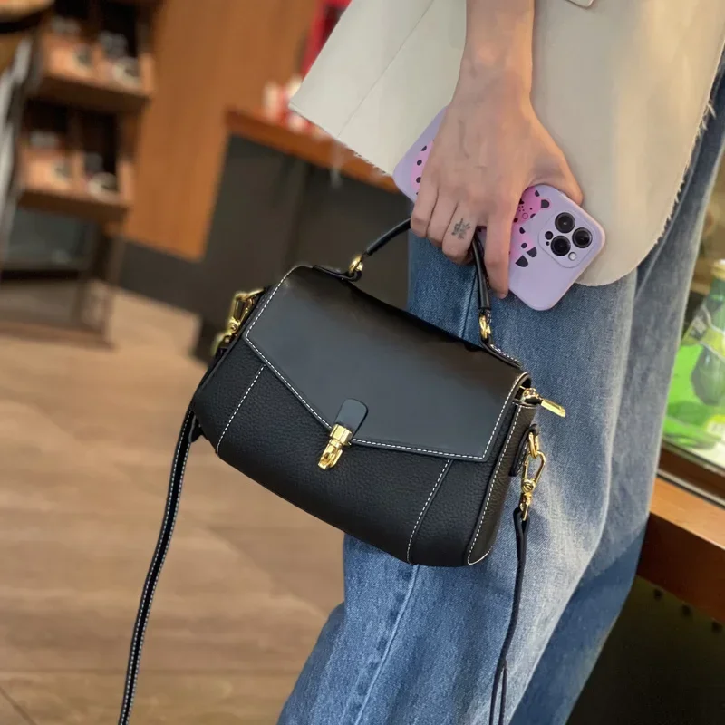 Women's Genuine Leather Bag New Trendy All-match Messenger Shoulder Bag Ladies Fashion First Layer Cowhide Handbag High Quality