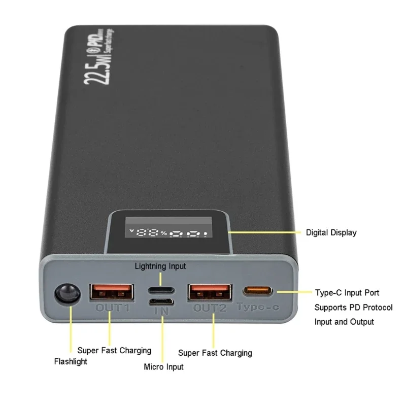 DIY 8 Slots 18650 Battery Case Metal Battery Power Shell PD Shell (Battery Not Included) battery storage box battery holder battery power bank box