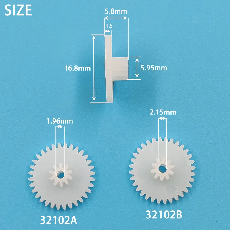 32102A 32102B 32102.5B 0.5M Plastic Steampunk Gears OD 17mm 32 Teeth + 10 Teeth 2mm Tight 2.5MM Loose Fiting DIY Model Gears transmission gear