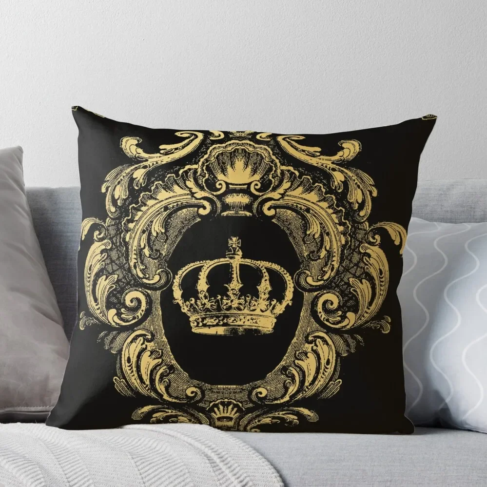 Ornate Gold Crown Black Throw Pillow Pillows Aesthetic Pillow Case Christmas