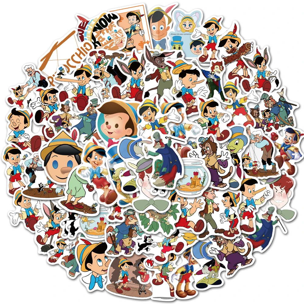 прищепки гиганты polhop pinocchio 10 шт 10/30/50pcs Disney Cute Anime Cartoon Movie Pinocchio Stickers DIY Laptop Phone Fridge Suitcase Decoration Sticker for Kids Toys