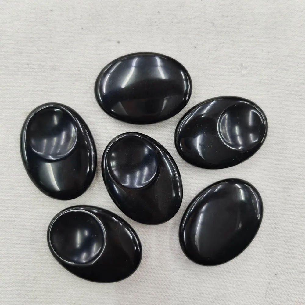Fashion accessories Beauty natural Obsidian Stones Massage Spa Rock Jewelry gift hot 30x40mm wholesale 6pc Free shipping