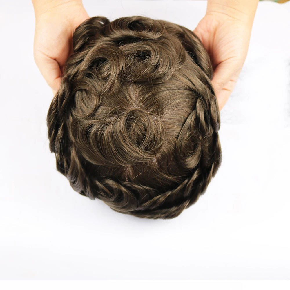 Natural Hairline Lace Front Male Hair Wigs Ash Blonde Breathable Q6 Remy Human Hair Men Toupee Lace & PU Capillary Prosthesis human hair toupee