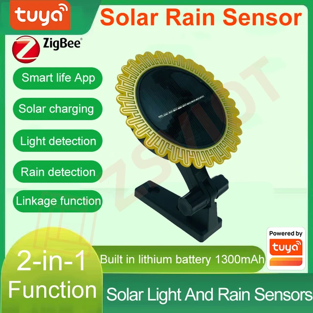 Tuya Smart Zigbee light and rain sensor 2-in-1 function, built-in lithium battery , Light and rainwater detection Smart life App 1