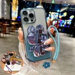 Luxury Glitter Rabbit Mirror Phone Case with Four Leaf Clover Hand Rope - Smart 8 (1)