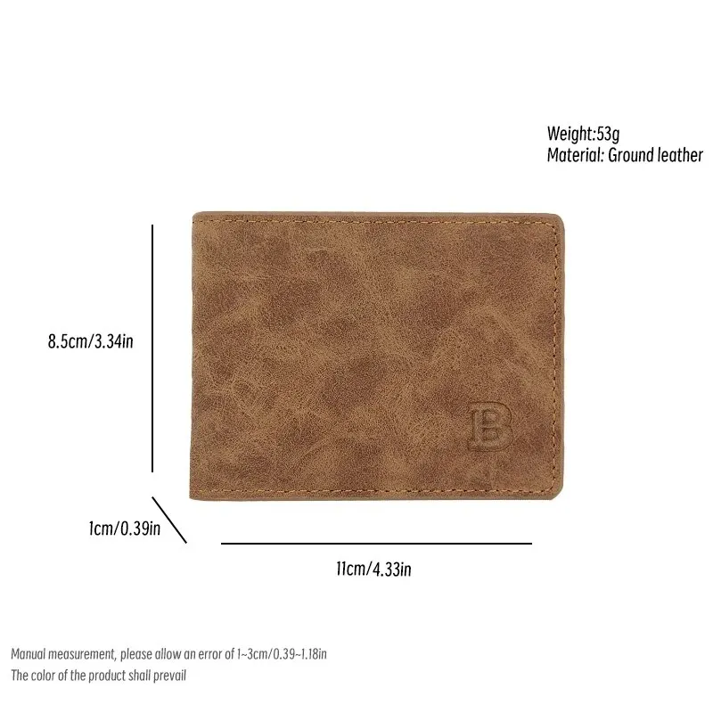 Short Wallet Men Matte Retro Multifunctional Simple Large Capacity Multi Card Slot