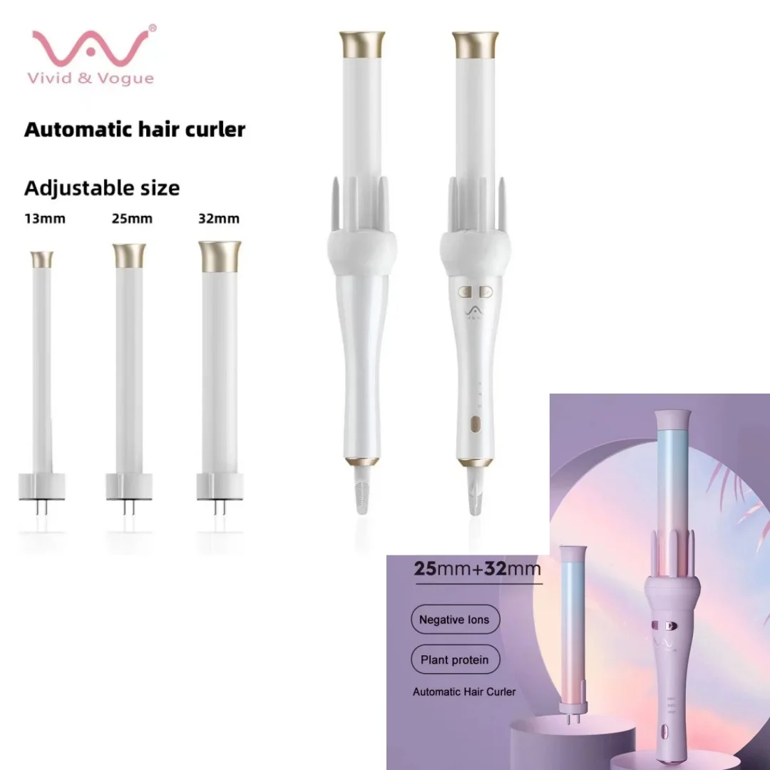 VividVogue VAV208B 2colors barrel replaceable professional portable automatic rotate 32mm 13mm hair styler curler