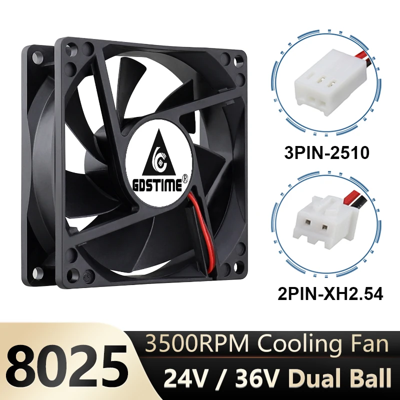 Gdslime 8025 24V / 36V Ventola Di Raffreddamento 80X80X25Mm Pc Computer Case Cpu Brushless Motor Cooler 8Cm 80Mm Dual Ball Axial Cooler Fan