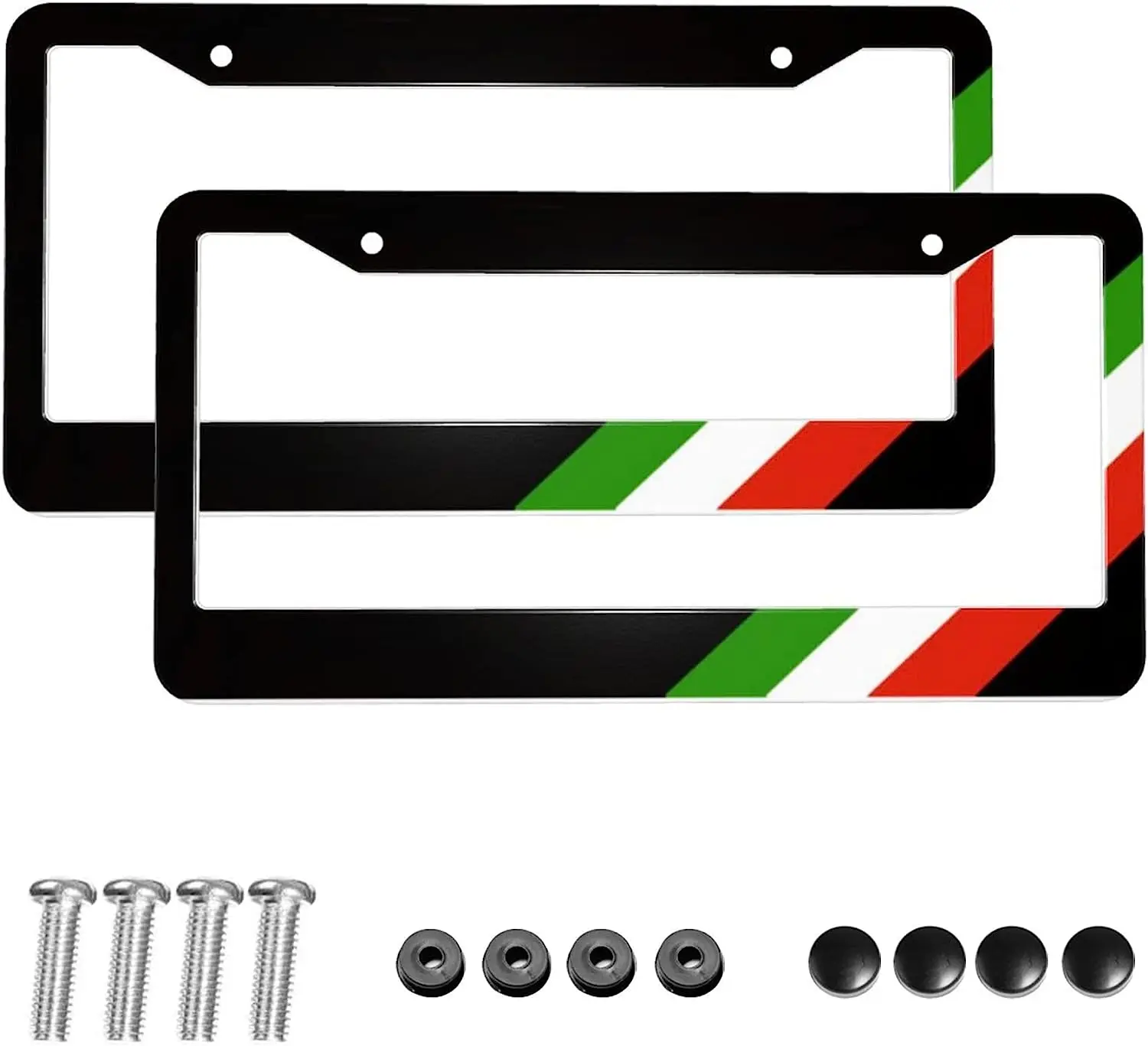 

Italy Flag License Plate Frame 2 Pcs Tri Color Sport Car Tag Cover Aluminum Auto Italy Flag Sport License Plate Holder for Men