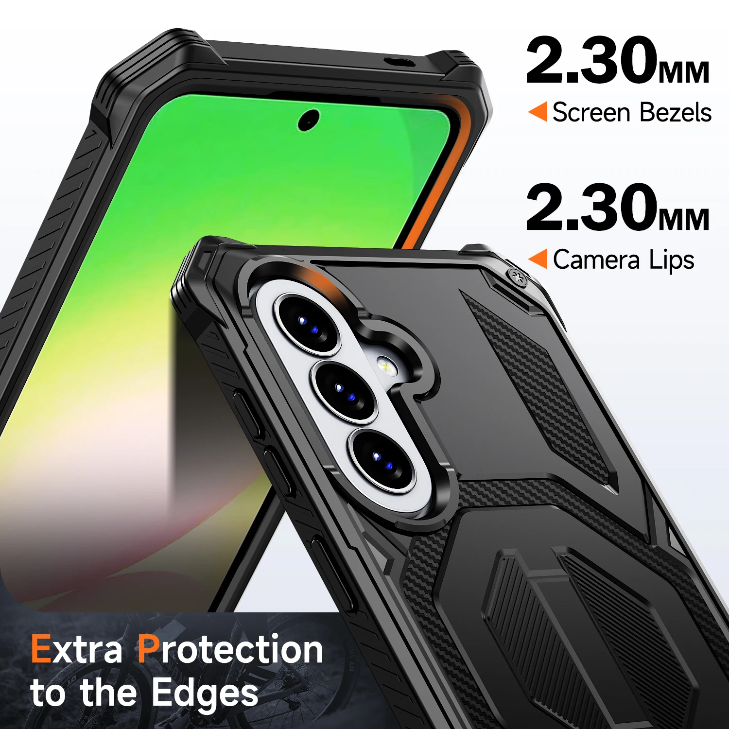 Rugged Armor Phone Case with Magnetic Stand and Rotating Cover
