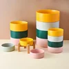 400ml Puppy Bowl Double Ceramic Elevated Pet Food Water Fountain Small and Medium Sized Wooden Bracket Dog Feeding Supplies 5