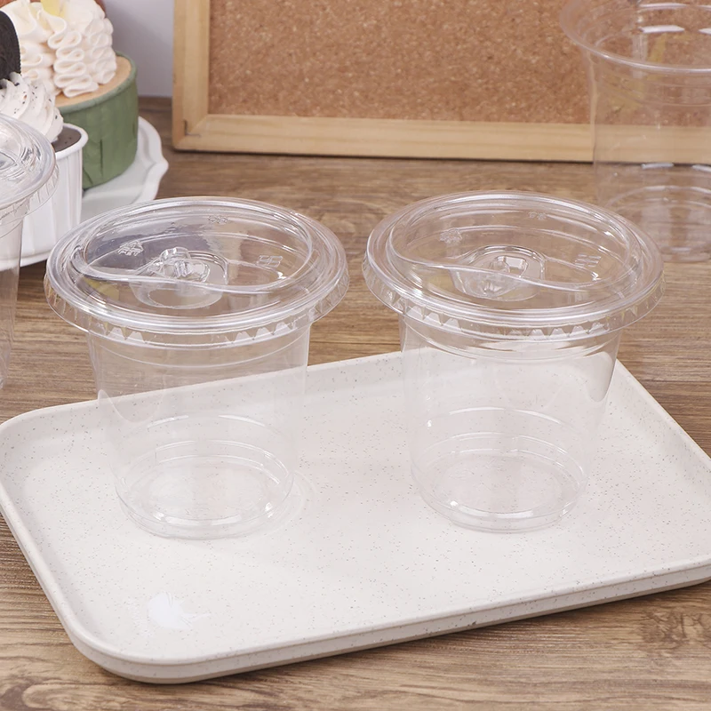 10Pcs 360/400/500ML Transparent Disposable Plastic Cups With Direct Drinking Lid Ice Coffee Tea Cold Drink Shakes Container