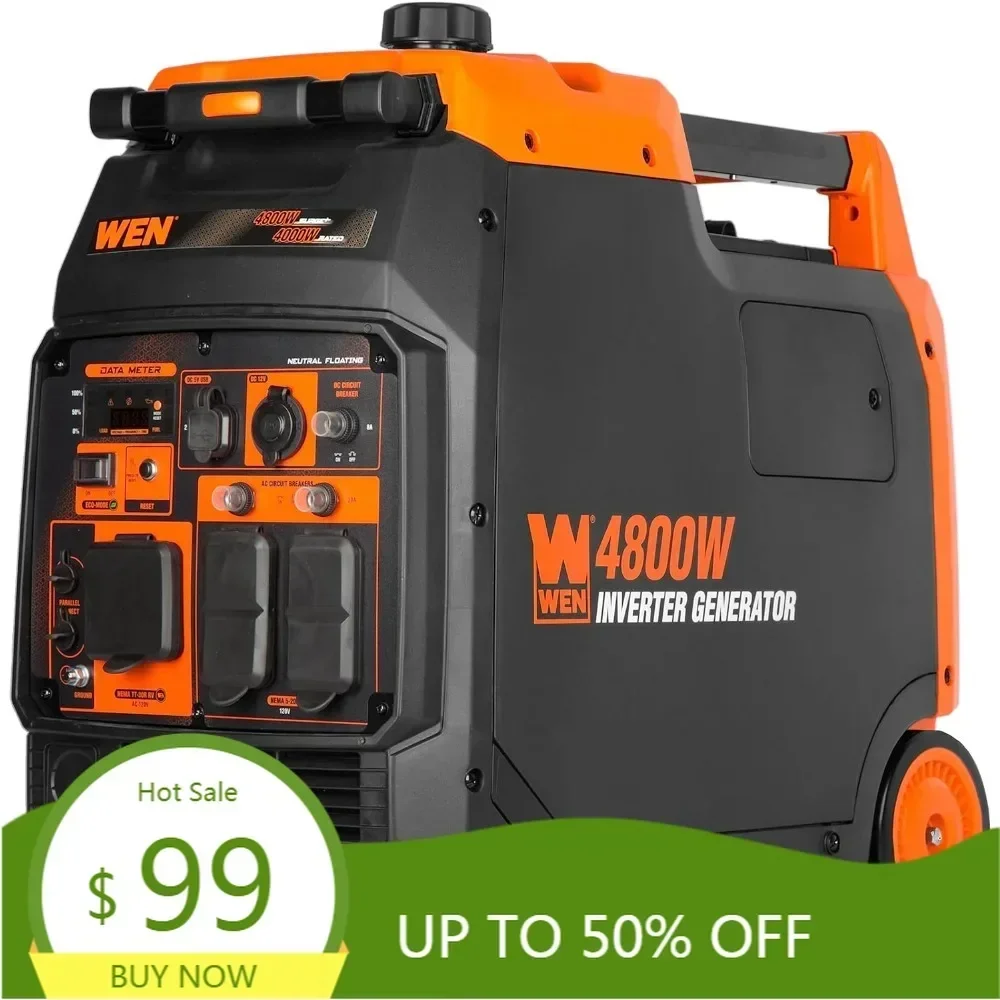 4800-watt portable inverter generator, rv-ready, quiet and lightweight with fuel shut off (56477i)