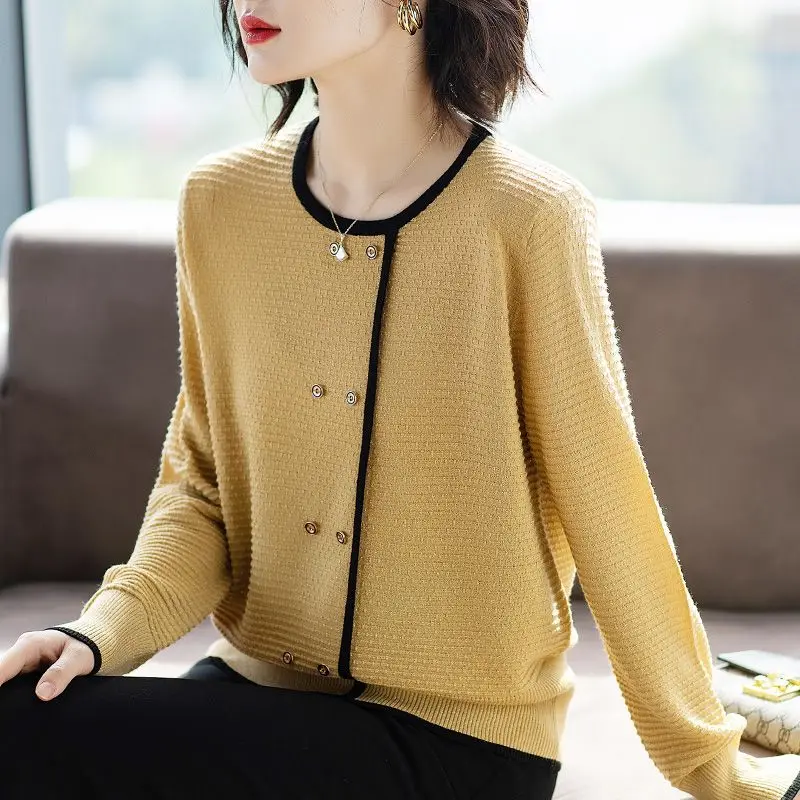 

2023 Autumn New Age Reducing Knitwear Round Neck Loose Sleeves Foreigner Comfortable Office Lady Daily Basics Women's Sweater