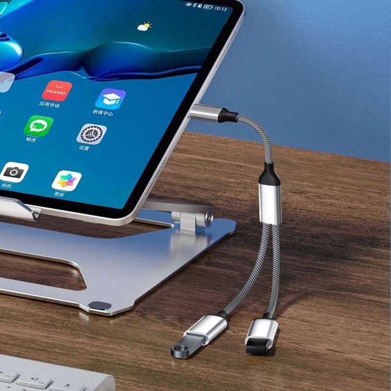 Goerpn Splitter USB C Adattatore da USB C a USB C femmina, Cavo adattatore da USB C maschio a doppia USB femmina, Adattatore da USB C a femmina, Splitter 2 in 1
