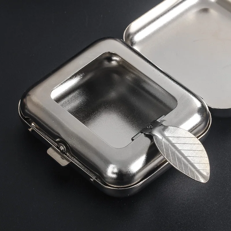 Portable Ashtray 1pc Metal Pocket Ashtray Windproof Ashtray With Lid Stainless Steel Car Ash Tray For Car car ashtray portable ashtray