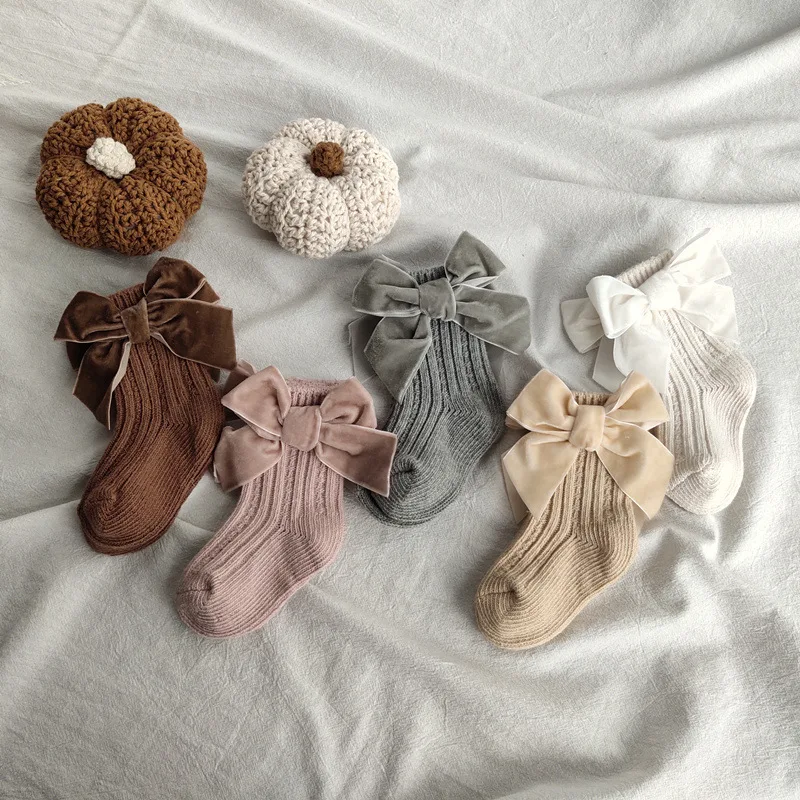Winter Baby Socks Boy Girl Newborn Autumn Big Bow Socks Children Mid-tube Warm Cotton Toddler Infant Accessories Clothes cotton socks,baby socks