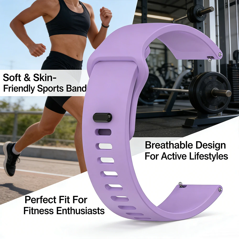 Premium Sports Silicone Smartwatch Band - 20mm/22mm