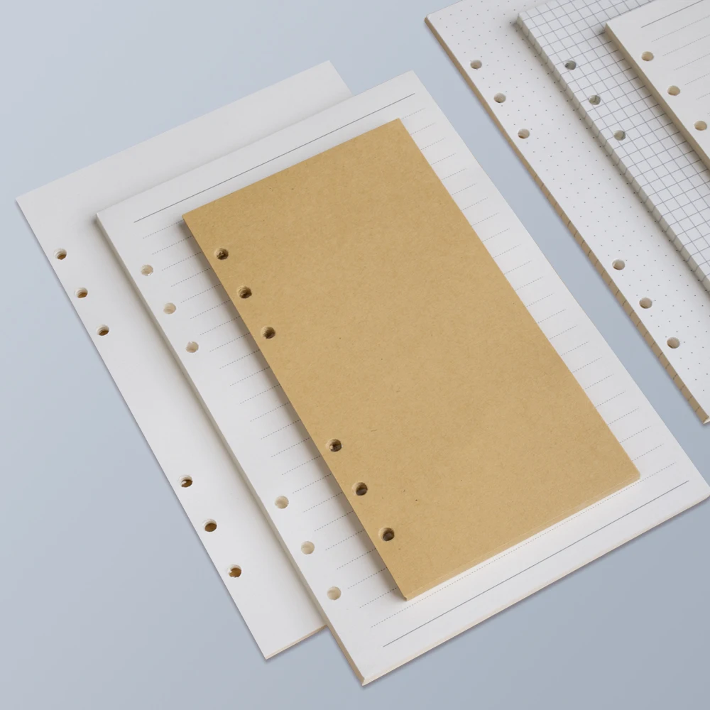 1 Pack A5/A6/A7 Refill Paper, 6 Holes Loose Leaf Paper, 6 Ring Notebook Planner Diary  Personal Organiser, 100 Sheets, 100 grams 6