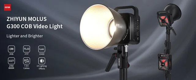 ZHIYUN MOLUS G300 300W COB LED ライト 2700K-6500K ビデオライト APP 