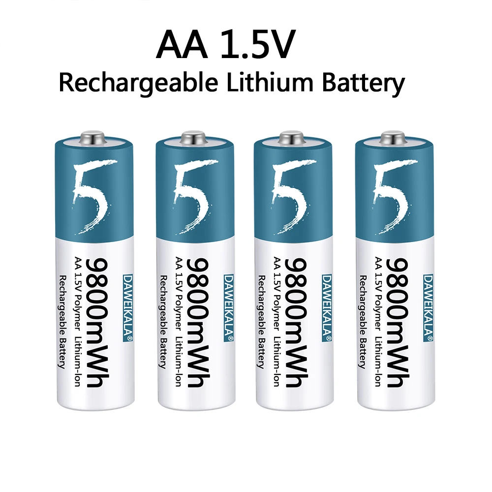 Pile AA Lithium-ion 1.5V, 9900mWh, Rechargeable, pour télécommande, souris,  petit ventilateur, jouet électrique - AliExpress