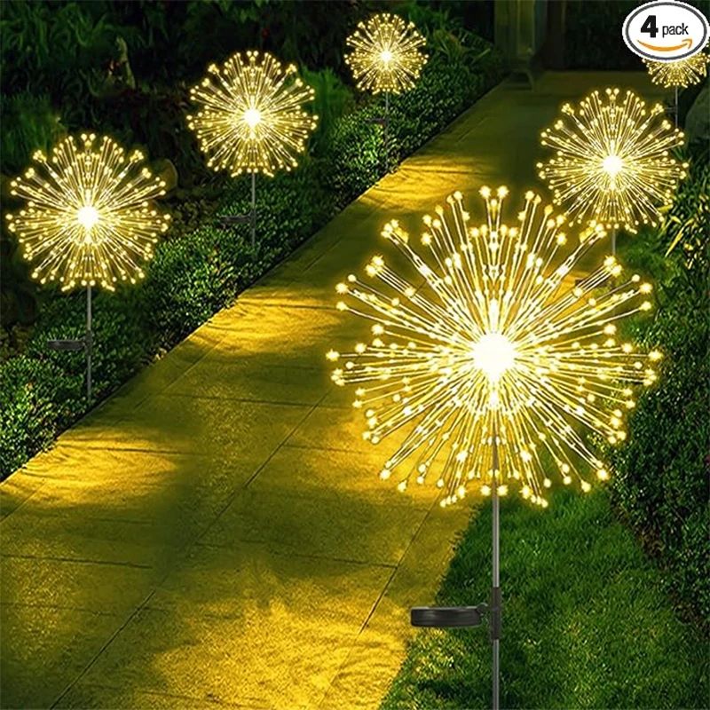 1/2/4Pcs Solar LED Firework Fairy Light Outdoor Garden Decoration Lawn Pathway Light For Patio Yard Party Christmas Wedding