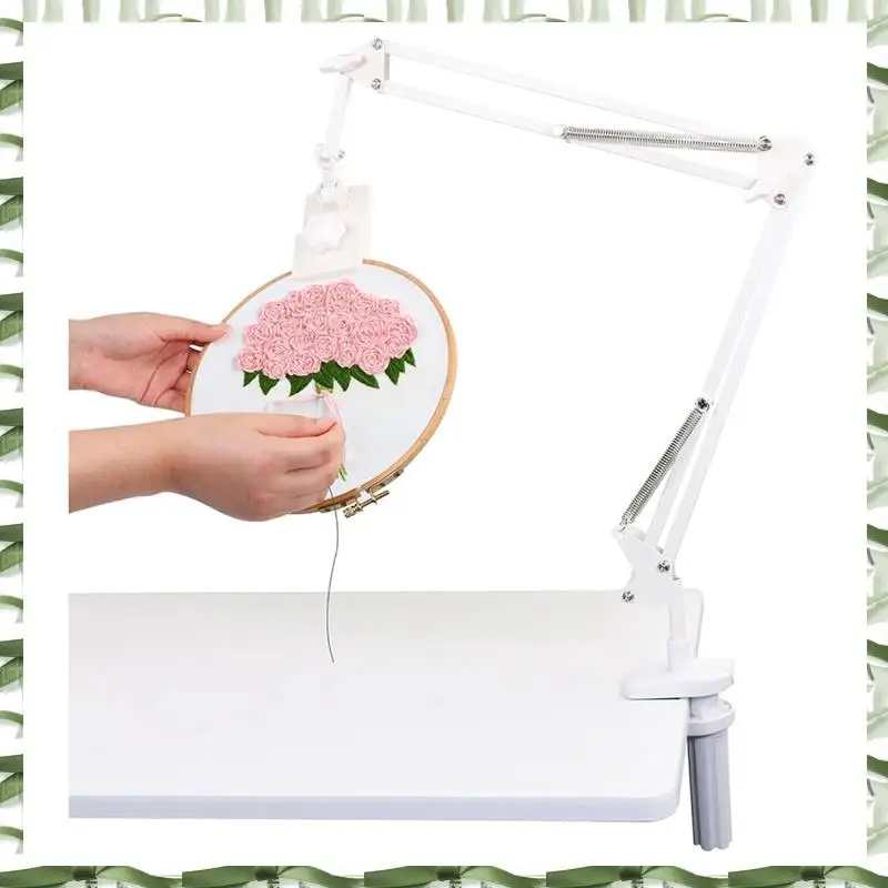 Adjustable Embroidery Hoop Stand-Folding Embroidery, 360 Degree Rotating Crossstitch Stand For Needle Point Projects A Durable