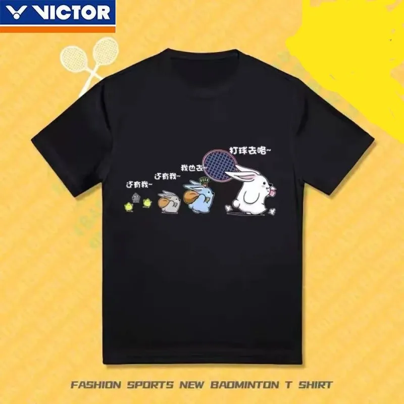 Short Sleeve T Shirt Badminton Uniforms Badminton Couple Cartoon Animation T-shirt Men's and Women's Cultural Shirts Top Short Sleeves